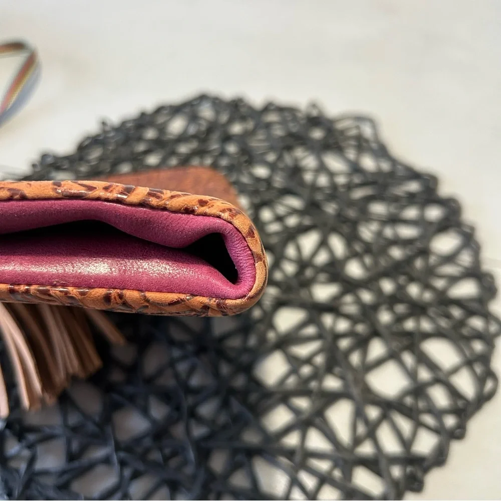 Consuela Sally Fold Over Leather Tooled Clutch
